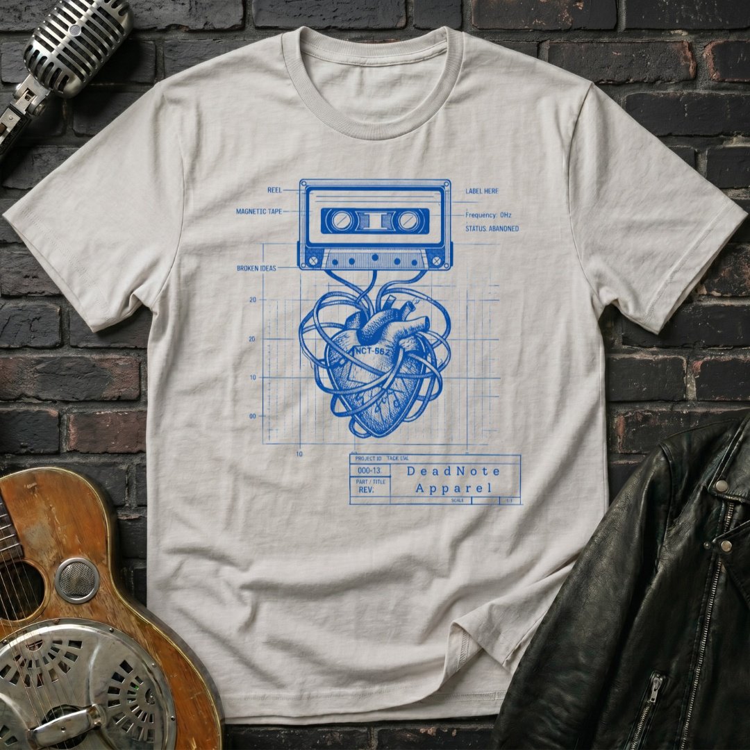 Cassette Heart Blueprint T-Shirt - Image 2