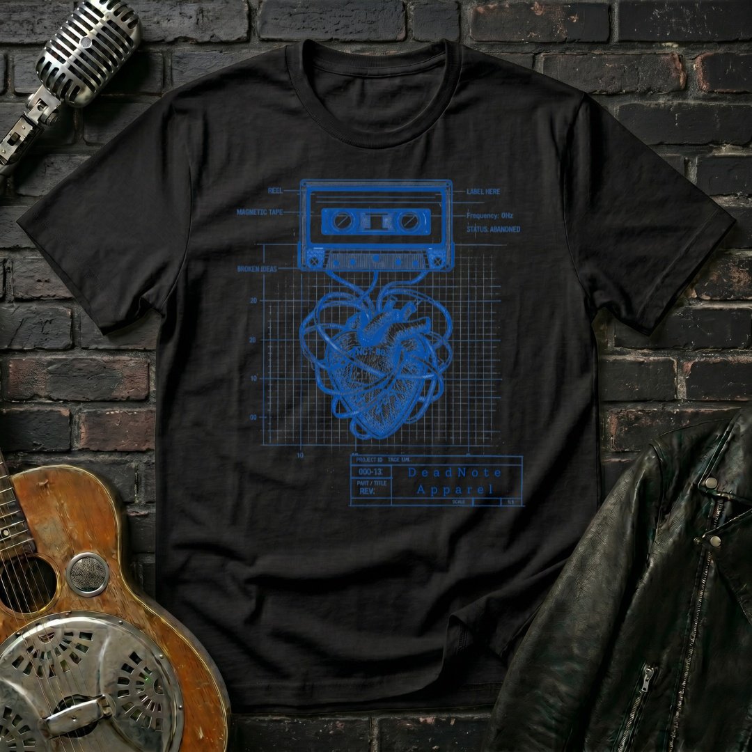Cassette Heart Blueprint T-Shirt - Image 4