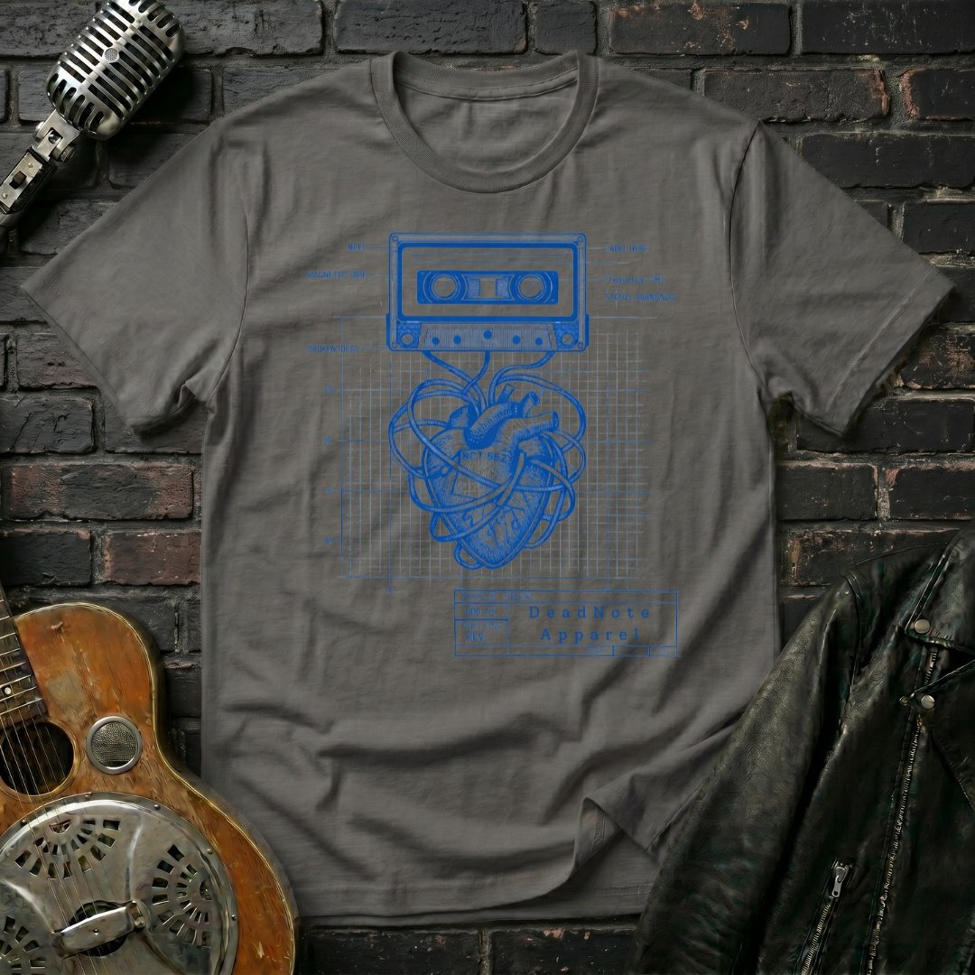 Cassette Heart Blueprint T-Shirt - Image 3