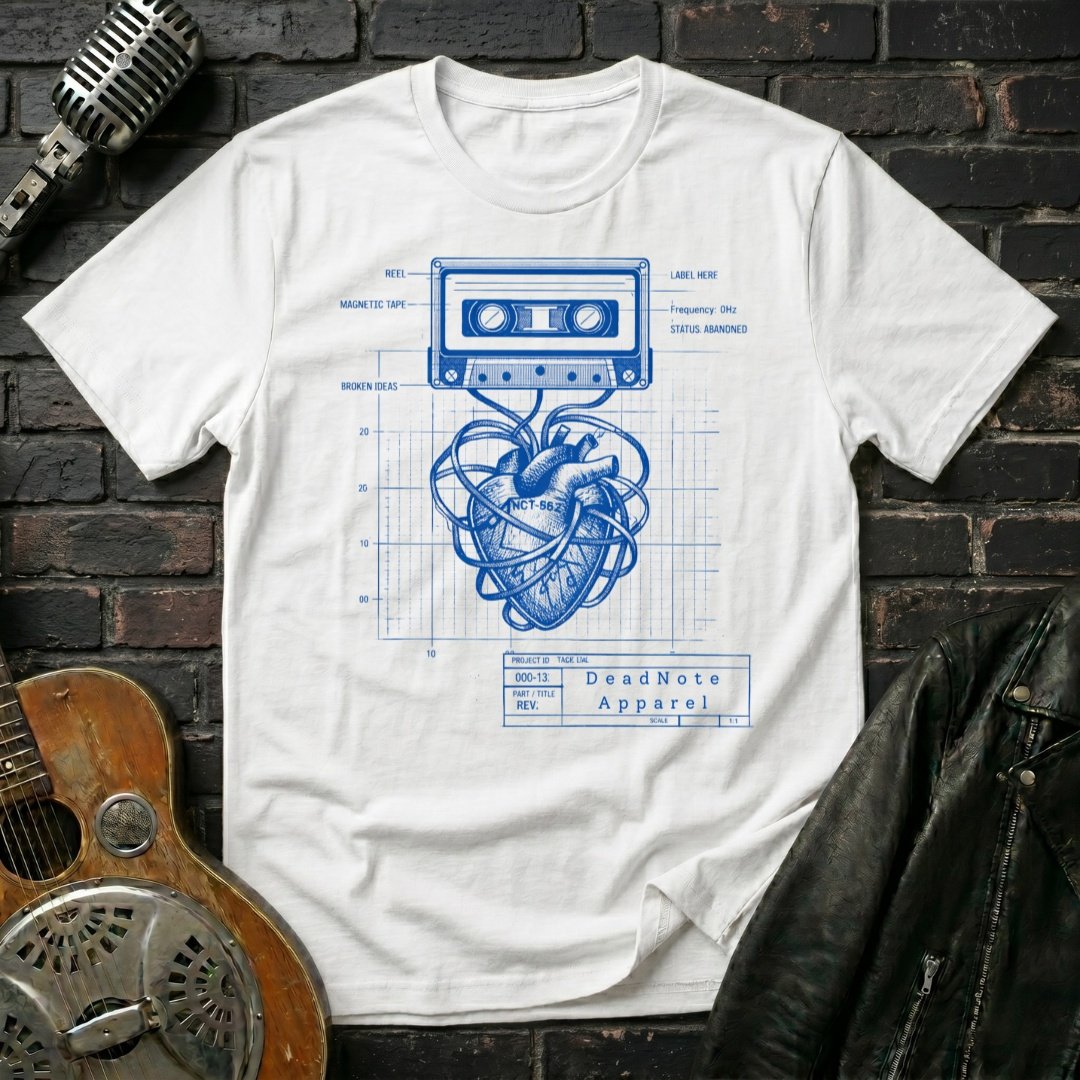 Cassette Heart Blueprint T-Shirt